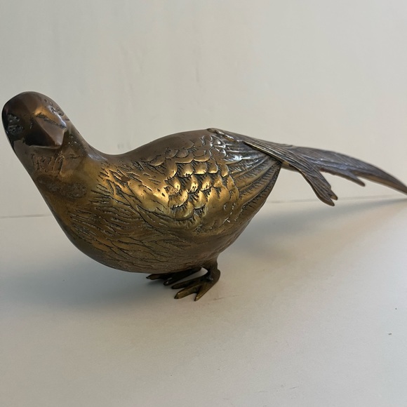Vintage Brass PHEASANT Bird Figurine 12.2" long genuine solid brass Handcrafted - Picture 2 of 4
